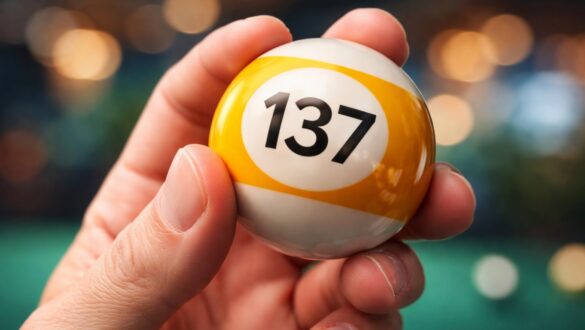 Рука крупним планом тримає більярдний шар із цифрою 137 на темному нейтральному фоні, символ загадкової фізичної константи.